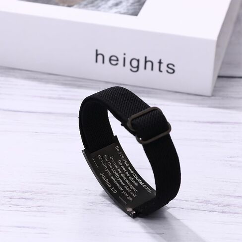 OIDEA Cross Bible Verse Bracelets for Men: Graduation Gifts Stainless Steel Bracelet Black Elastic Stretch Strap Adjustable Christian Jewelry Gift for Him Men in Kuwait