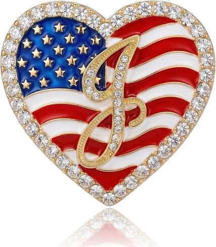 Rhinestone American Flag Pin for Women Men, USA Flag Lapel Pin Crystal Heart Letter Enamel Pin for Backpack Suit Dress Hat Coat, Patriotic Veterans 4th of July Independence Day Accessories Gifts in Saudi Arabia