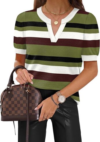 WIHOLL Short Sleeve Sweater Tops 2026 Spring Summer Trendy Knit Business Casual Essential V Neck Sweaters in Saudi Arabia