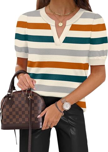WIHOLL Short Sleeve Sweater Tops 2026 Spring Summer Trendy Knit Business Casual Essential V Neck Sweaters in Kuwait