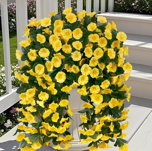 Ouddy Decor 3 Pcs Artificial Hanging Flowers for Outdoors, Fake Silk Hanging Plants Faux Morning Glory UV Resistant for Outdoor Indoor Garden Planter Porch Patio Yard Balcony Home Decor, Fuchsia in Saudi Arabia