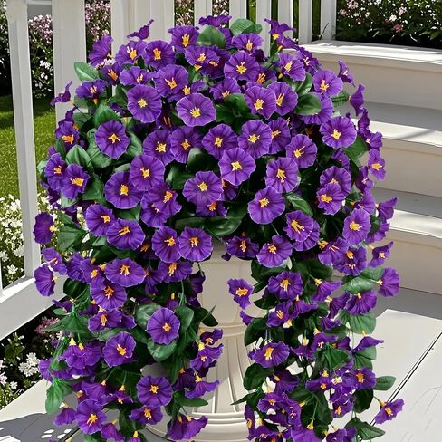 Ouddy Decor 3 Pcs Artificial Hanging Flowers for Outdoors, Fake Silk Hanging Plants Faux Morning Glory UV Resistant for Outdoor Indoor Garden Planter Porch Patio Yard Balcony Home Decor, Fuchsia in Saudi Arabia