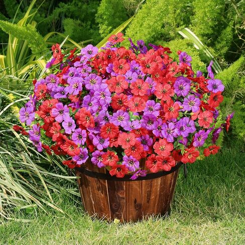 Artificial Flowers for Outdoors, 16 Bundles UV Resistant Realistic Faux Silk Flowers, Fake Plants for Outside Planter Front Porch Patio Balcony Window Box Garden Yard Farmhouse in Saudi Arabia
