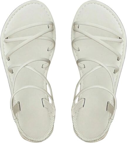 GORGLITTER Women's Criss Cross Sandals Dressy Summer Flat Toe Ring Ankle Strap Slide Sandals in Kuwait