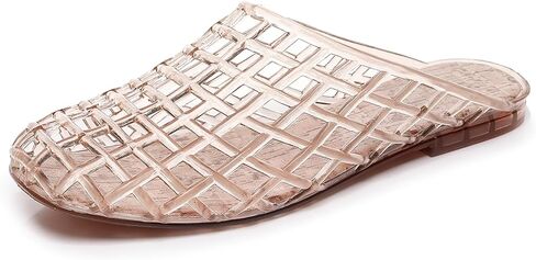 Clear Jelly Flat Slide Sandals For Women Breathable Mesh Comfort Closed Round Toe Slip On Flat Beach Sandals Summer Daily Casual Vacation Travel Slippers in Saudi Arabia