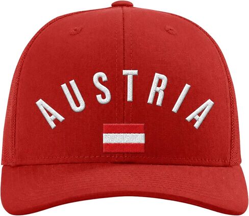 Austria Hat, Embroidered Austria Flag Trucker Cap Men Women, Snapback Closure, Football Soccer Country in Saudi Arabia