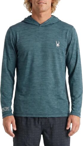 Spyder Men's Hooded Long Sleeve Rashguard – Quick-Dry Swim Shirt Sun Protection, Performance Hoodie, Stargazer, Large in Saudi Arabia