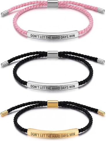 3 PCS Dont Let the Hard Days Win Bracelet, Adjustable Handmade Motivational Bracelet for Men & Women in Saudi Arabia