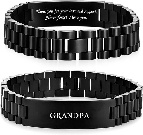 Grandpa Gifts for Grandpa Christmas Xmas Gifts Cool Grandfather Birthday Personalized Grandparents Fathers Day Presents from Granddaughter Grandson Valentines Stainless Steel Link Bracelet 1pcs in Kuwait
