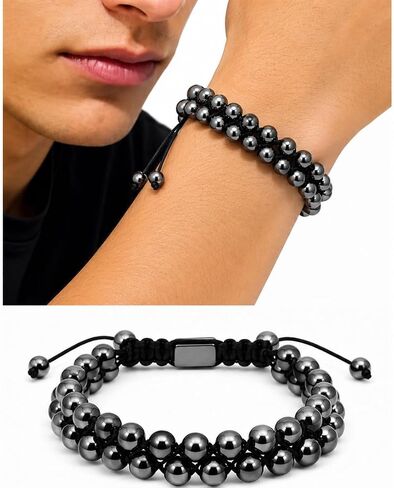 Father’s Day Gift for Dad from Son or Daughter – Magnetic Hematite Bracelet for Men, Adjustable Black Stone Bracelet with 8mm Beads in Saudi Arabia