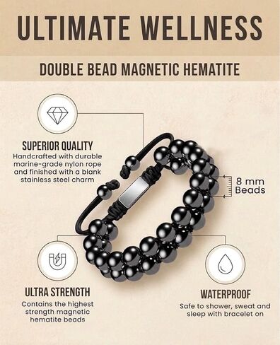 Father’s Day Gift for Dad from Son or Daughter – Magnetic Hematite Bracelet for Men, Adjustable Black Stone Bracelet with 8mm Beads in Saudi Arabia