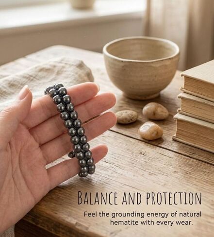 Father’s Day Gift for Dad from Son or Daughter – Magnetic Hematite Bracelet for Men, Adjustable Black Stone Bracelet with 8mm Beads in Saudi Arabia