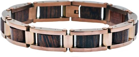Blackjack Jewelry Men's Stainless Steel and Wood Link Bracelet in Saudi Arabia
