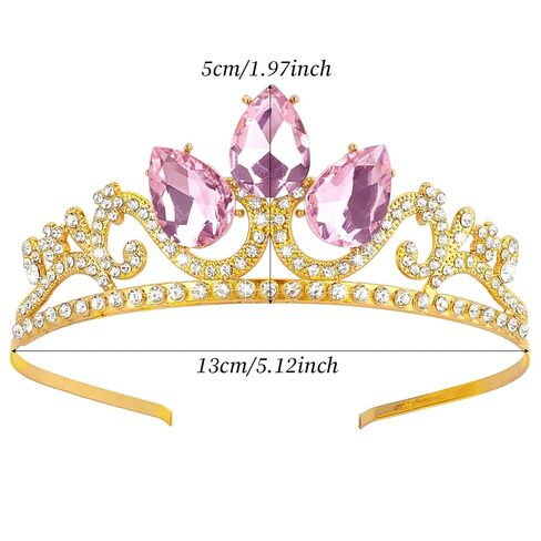 Princess Tiara Crown for Girls and Women, Gold Crystal Tiara with Pink Rhinestones, Ideal for Birthday, Dress Up, Cosplay, Party, Wedding, Gifts and Costume Accessories in Saudi Arabia