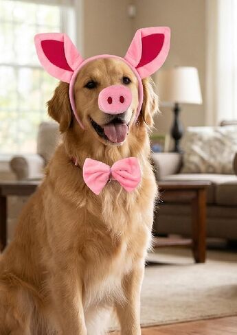 3 Pack Pig Ears Headband with Tail Nose and Bow Tie, Pig Costume for Adult Women Men 15+ in Saudi Arabia