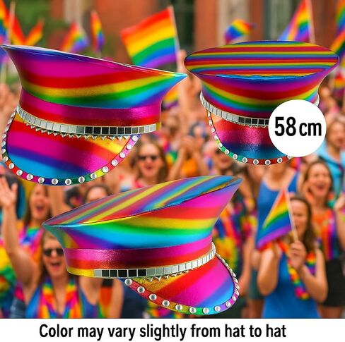 Nicky Bigs Novelties Morph Rainbow Festival Hat Holographic Multi-Color Captain’s Jeweled Hat Unisex Pride Parade Rave Bachelorette Halloween Costume Accessory in Kuwait