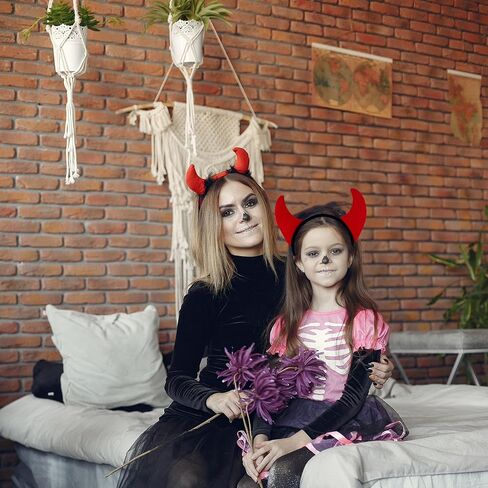Devil Horns Headband Halloween Cosplay Costume Accessories for Adult Kids Women Girls, Soft Red Devil Headwear Handmade Cute Fancy Hair Hoop in Saudi Arabia
