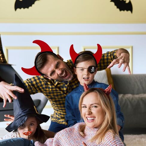 Devil Horns Headband Halloween Cosplay Costume Accessories for Adult Kids Women Girls, Soft Red Devil Headwear Handmade Cute Fancy Hair Hoop in Saudi Arabia