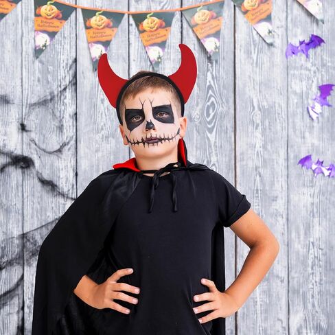 Devil Horns Headband Halloween Cosplay Costume Accessories for Adult Kids Women Girls, Soft Red Devil Headwear Handmade Cute Fancy Hair Hoop in Saudi Arabia