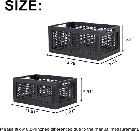 Wooden Storage Baskets,Black Woven Bamboo Basket Nesting Boxes with Built-in Handle for Pantry, Kitchen,Living Room,Shelves,Set of 2 in Saudi Arabia