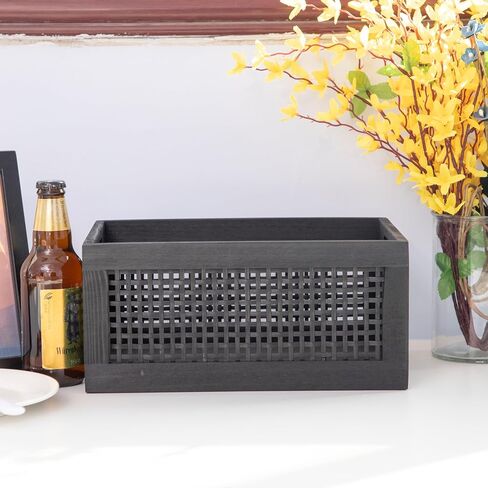 Wooden Storage Baskets,Black Woven Bamboo Basket Nesting Boxes with Built-in Handle for Pantry, Kitchen,Living Room,Shelves,Set of 2 in Saudi Arabia