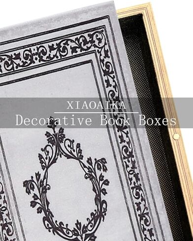 Decorative Wooden Book Box Set of 2 - Vintage Faux Book Boxes for Home Decor, Secret Storage with Magnetic Closure, Antique Style, Grey Leather Cover Design, Perfect for Home Office Bookshelf in Saudi Arabia