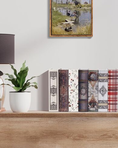 Decorative Wooden Book Box Set of 2 - Vintage Faux Book Boxes for Home Decor, Secret Storage with Magnetic Closure, Antique Style, Grey Leather Cover Design, Perfect for Home Office Bookshelf in Saudi Arabia