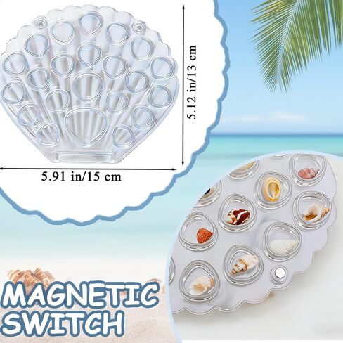 Clear Magnetic Seashell Display Collecting Box, Coast Style Decor Shadow Box Holder for Tiny Sea Shell Starfish Beach Souvenirs, Acrylic Case for Jewelry Crystal Gemstones, Transparent in Saudi Arabia
