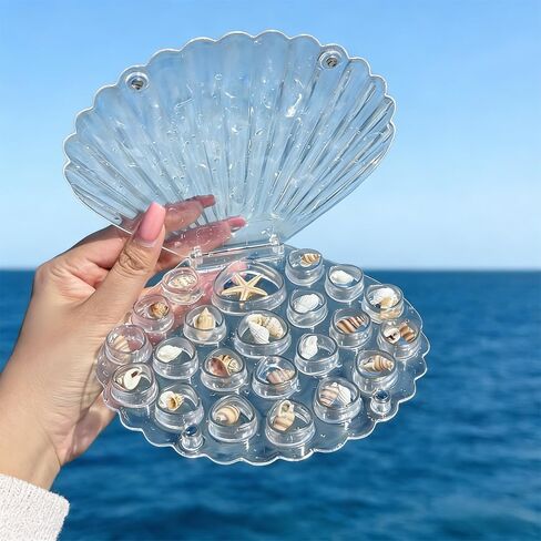 Clear Magnetic Seashell Display Collecting Box, Coast Style Decor Shadow Box Holder for Tiny Sea Shell Starfish Beach Souvenirs, Acrylic Case for Jewelry Crystal Gemstones, Transparent in Saudi Arabia