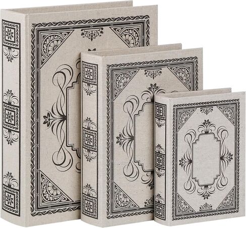 Decorative Wooden Book Box Set of 2 - Vintage Faux Book Boxes for Home Decor, Secret Storage with Magnetic Closure, Antique Style, Grey Leather Cover Design, Perfect for Home Office Bookshelf in Saudi Arabia
