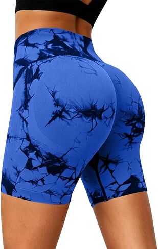 Yoga Shorts for Women Tie Dye 3D Leggings Anti Cellulite Leggings High Waisted Butt Lifting Tummy Control Shorts in Kuwait