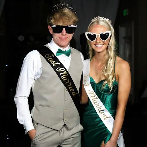 Just Married Decorations Sunglasses&Sash for Just Married Bride and Groom Wedding Party Decorations Honeymoon Accessories in Kuwait