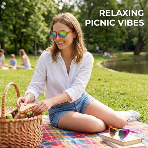 2 Pcs Rainbow Sunglasses, Heart Sunglasses for Pride Festivals and Celebrations, Fun Rainbow Accessories for Parades and Parties, Plastic Frame Design in Saudi Arabia