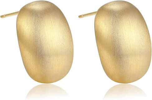 Chunky Gold Stud Earrings for Women 14K Gold Plated Satin Brushed Gold Earrings Teardrop Dangle Earrings Geometric Vintage Minimalist Trendy Statement Earrings Hypoallergenic Studs Elegant Jewelry Gift in Saudi Arabia