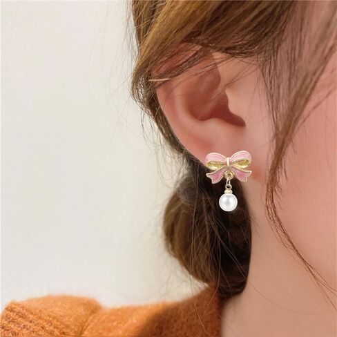 NEWITIN 12 Pairs Bow Earrings for Women Bowknot Stud Earring Set | Hypoallergenic, Bow Pearl Drop Dangle Earrings, Jewelry Accessory Gifts, Gold Earrings, Prom Wedding Party Daily for Women in Kuwait