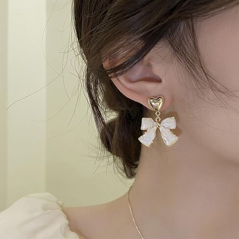 NEWITIN 12 Pairs Bow Earrings for Women Bowknot Stud Earring Set | Hypoallergenic, Bow Pearl Drop Dangle Earrings, Jewelry Accessory Gifts, Gold Earrings, Prom Wedding Party Daily for Women in Kuwait