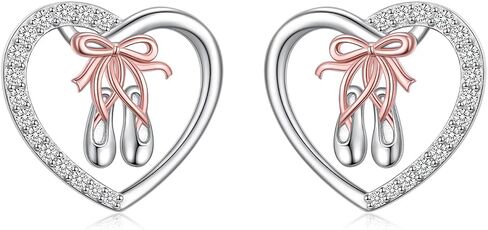 S925 Sterling Sliver Ballet Shoes Earrings Heart Dancer Earrings Jewelry Gifts for Women in Saudi Arabia