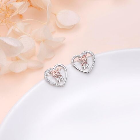 S925 Sterling Sliver Ballet Shoes Earrings Heart Dancer Earrings Jewelry Gifts for Women in Saudi Arabia