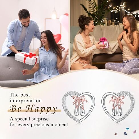 S925 Sterling Sliver Ballet Shoes Earrings Heart Dancer Earrings Jewelry Gifts for Women in Saudi Arabia