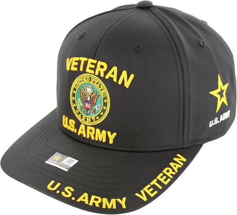 Officially Licensed U.S. Army Military Vietnam Veteran Baseball Cap - Veteran Seal Embroidered U.S. Flag Premium Quality Adjustable Hook-and-Loop Closure Hat Black in Saudi Arabia