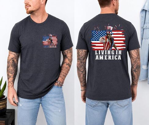 Apoll.o Creed Living in America Shirt, Patriotic USA Flag Graphic T-Shirt in Kuwait