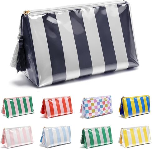 PVC Makeup Bag for Purse, Toiletry Bag for Women Travel, Waterproof Clear Makeup Bag for Purse Organizer Zipper Pouch Beach Summer Vacation Essentials Gifts for Women in Saudi Arabia