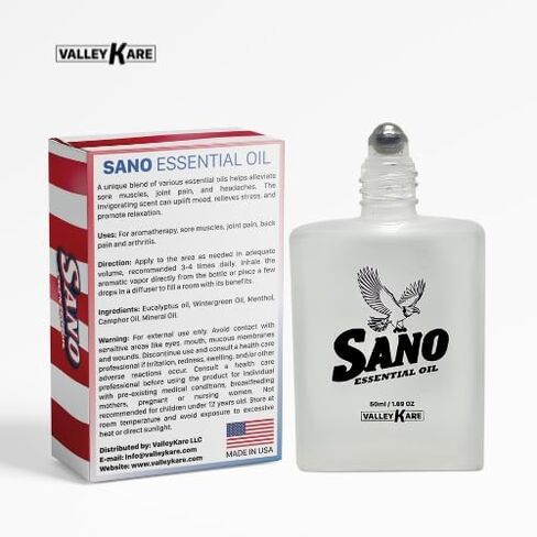 Sano Essential Oil - All Natural Oil for Muscle Soreness Joint Discomfort Relief, Tension Headache and Migraine, Stress Relief, Calming and Relaxing Sensation - 1.69 fl oz in Kuwait