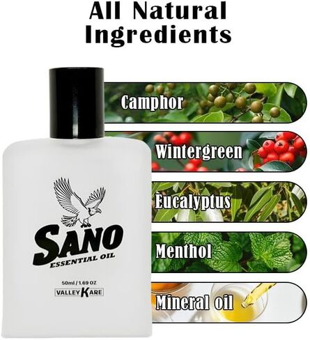 Sano Essential Oil - All Natural Oil for Muscle Soreness Joint Discomfort Relief, Tension Headache and Migraine, Stress Relief, Calming and Relaxing Sensation - 1.69 fl oz in Kuwait
