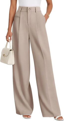 NIMIN Women Wide Leg Dress Pants High Waisted Work Trousers Business Casual Outfits 2026 Summer Palazzo Slacks with Pockets Beige in Saudi Arabia