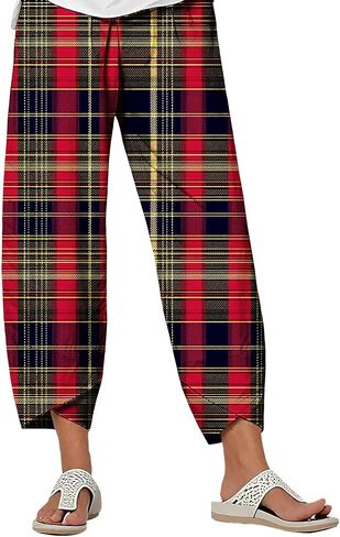 DMOYALA Striped Linen Pants for Women Summer Casual Elastic Waist Wide Leg Trousers Loose Lounge Palazzo Pants with Pockets in Saudi Arabia