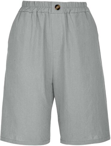 DMOYALA Cotton Linen Shorts for Women 2026 Summer Casual Knee Length Bermuda Shorts Elastic Waist Wide Leg Beach Pants in Kuwait