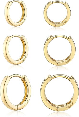 Barcarola 14K Gold Filled Hoop Earrings Set for Women – Lightweight, Waterproof, Tarnish-Resistant Hoop Earring Multipack – Everyday Hypoallergenic Jewelry in Saudi Arabia