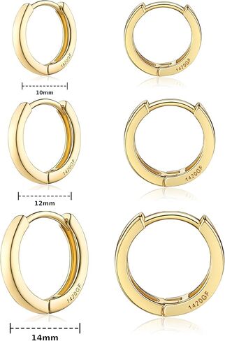Barcarola 14K Gold Filled Hoop Earrings Set for Women – Lightweight, Waterproof, Tarnish-Resistant Hoop Earring Multipack – Everyday Hypoallergenic Jewelry in Saudi Arabia
