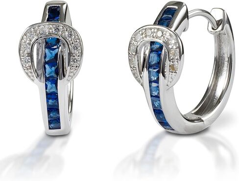 Kelly Herd Western Jewelry - Blue Contemporary Buckle Hoop Earrings - Sterling Silver in Saudi Arabia